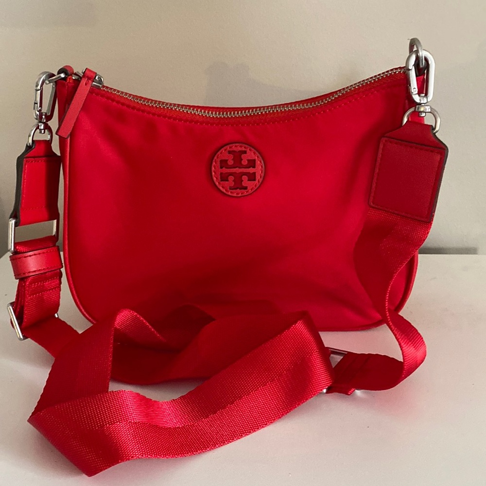 Tory Burch nylon mini hobo crossbody - red - like new!